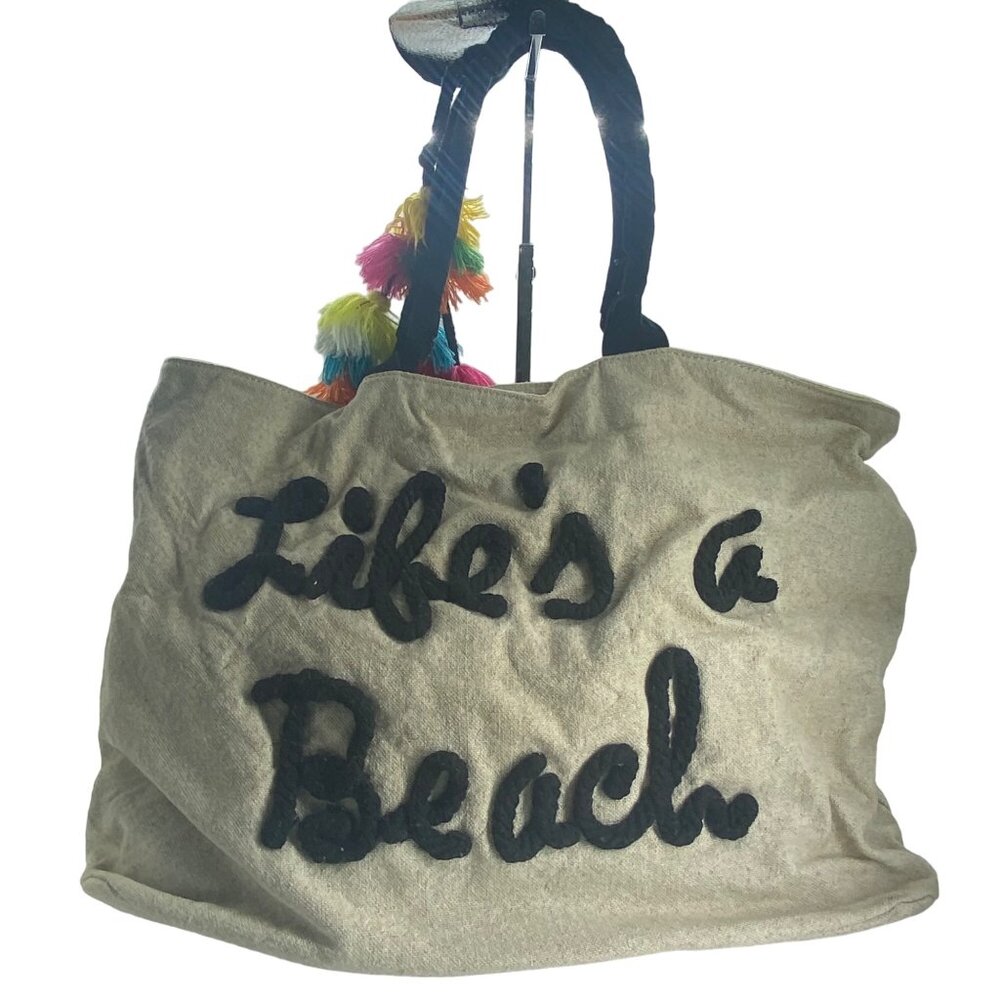 Dress Barn Life's A Beach Oversized Shoulder Bag Tote Farmer's‎ Market Tassels